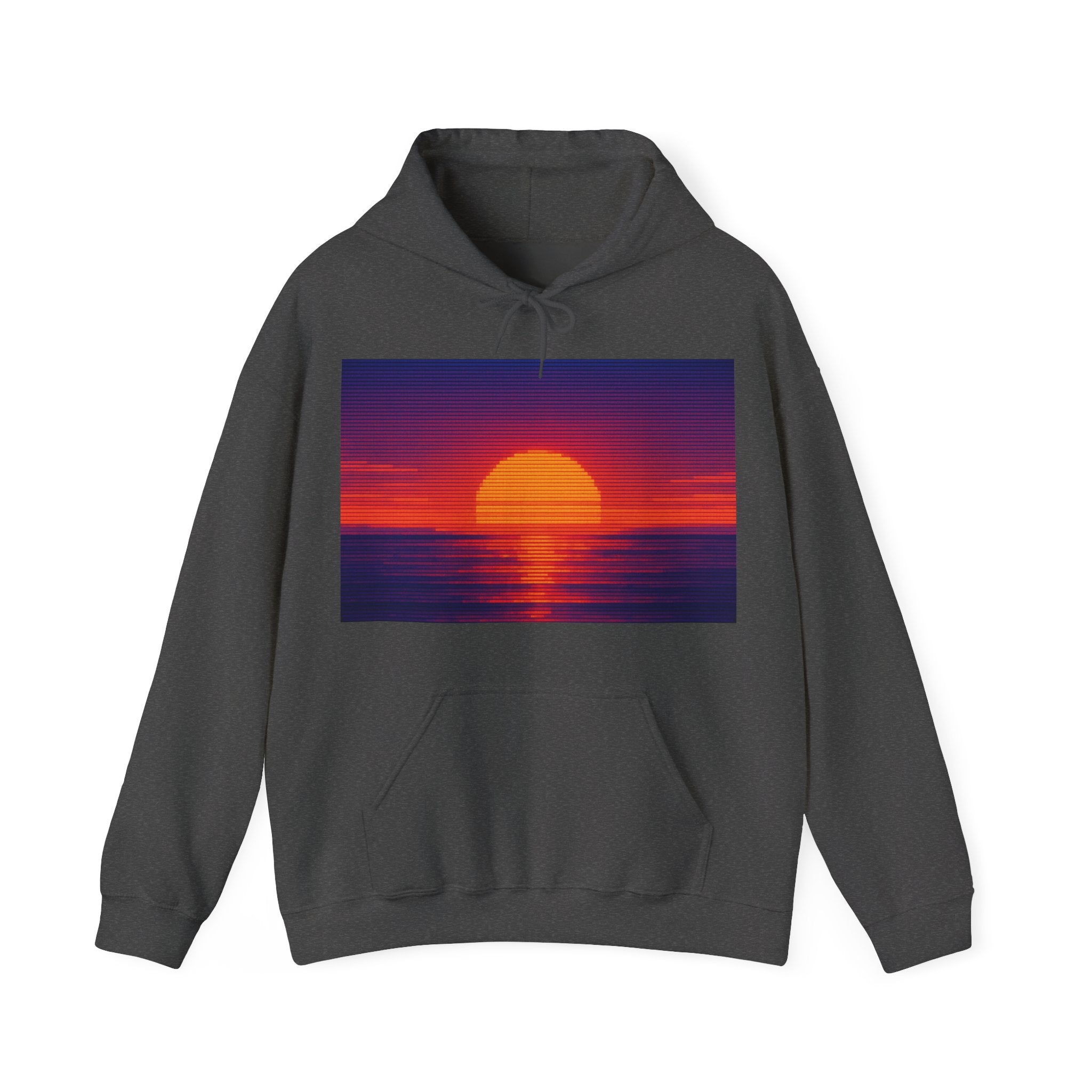 PixelPulse Apparel - CRT Scanline Sunset Hoodie