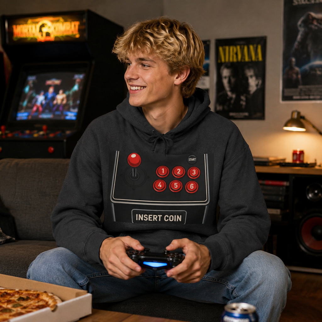 PixelPulse Apparel - Arcade Control Panel Hoodie